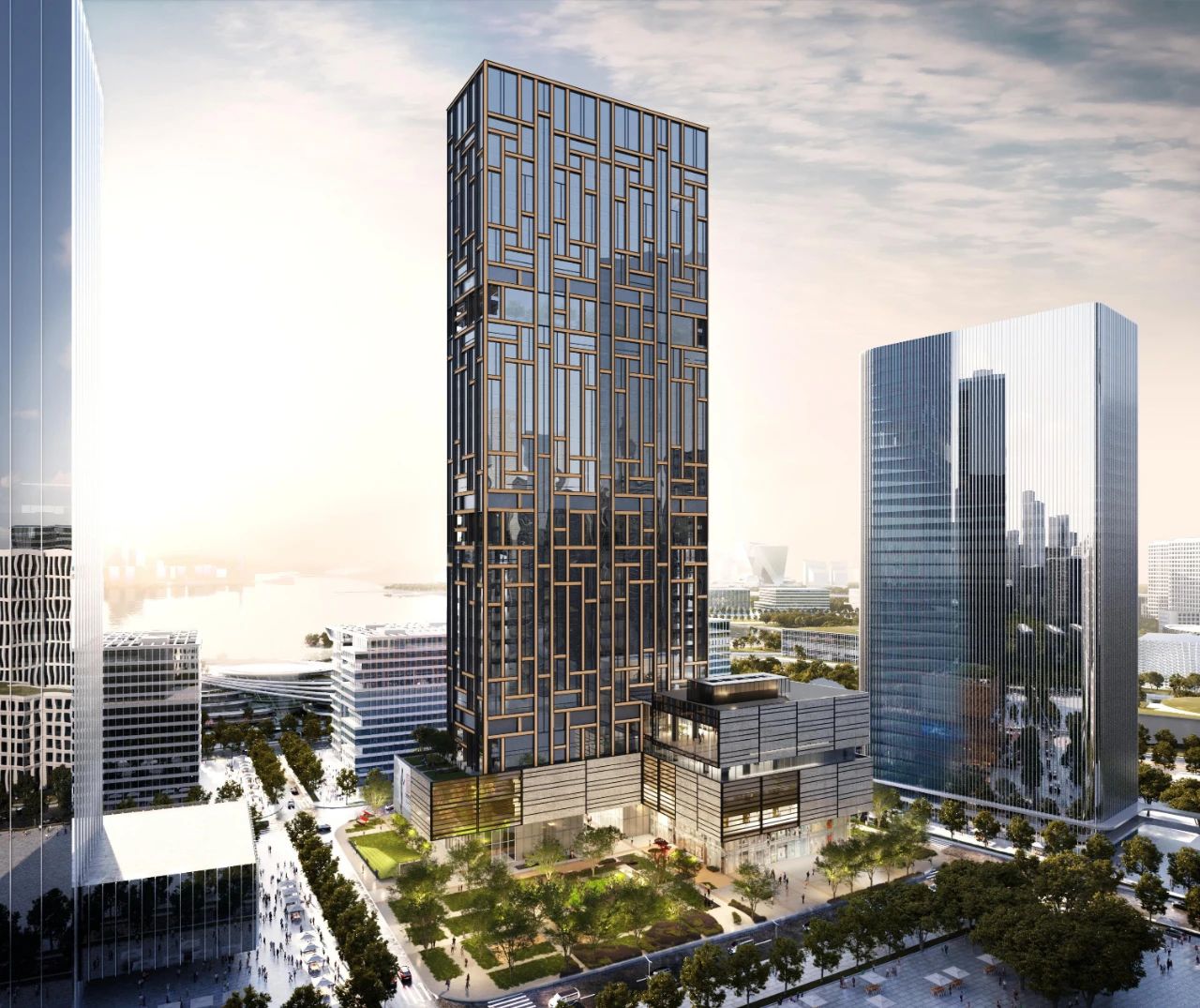 由中國(guó)建研院與gmp聯(lián)合設(shè)計(jì)的紫荊文化總部大廈開工奠基